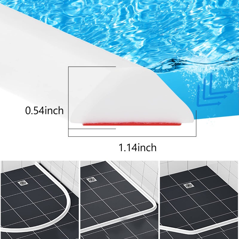 Duzzy 98 Inch Collapsible Shower Water Dam, Shower Threshold Water Stopper Barrier and Retention System and Keeps Water Inside Threshold Dry and Wet Separation, Suitable for Bathroom & Kitchen - Image 2